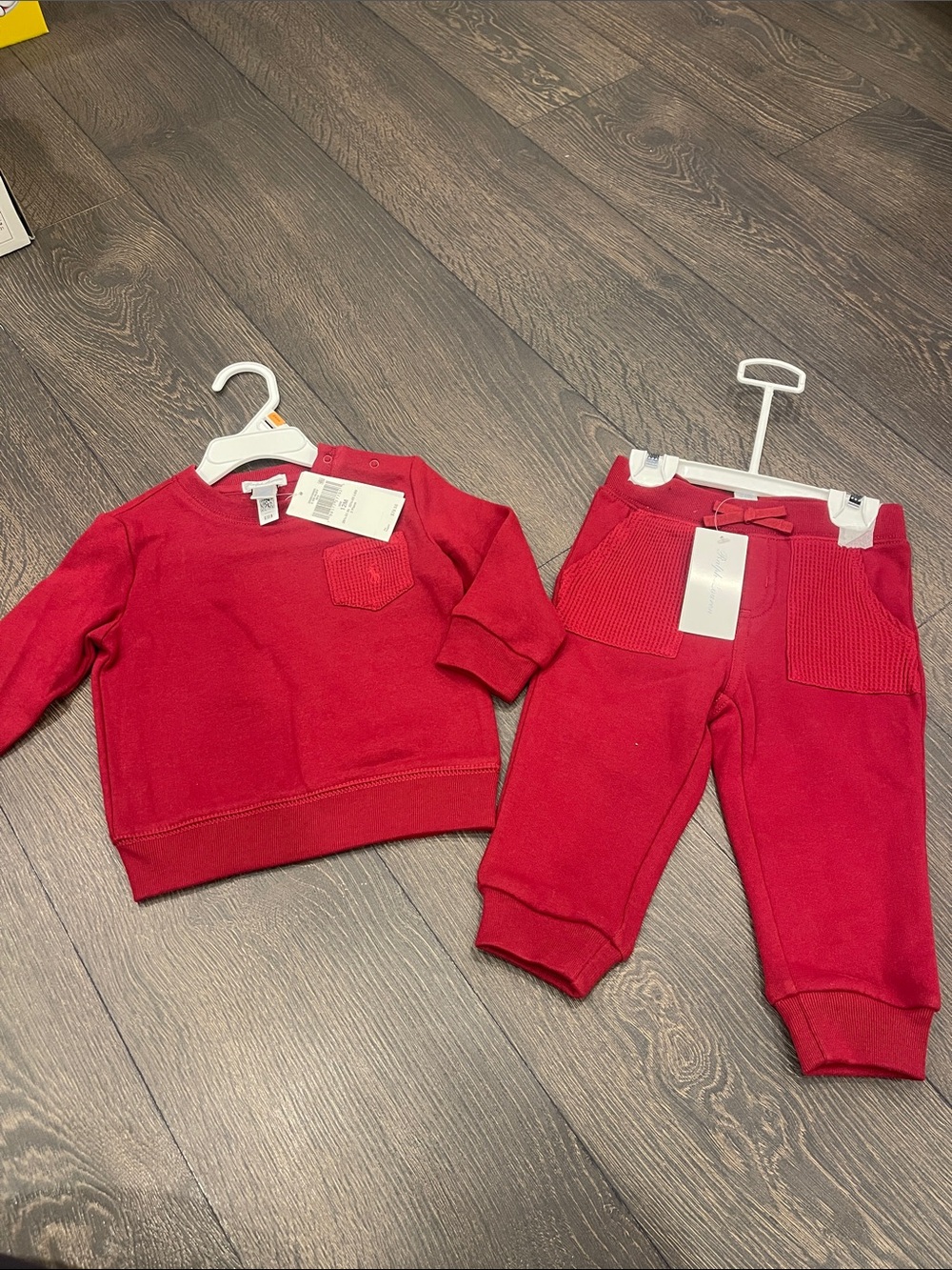 Polo by Ralph Lauren Red Knit Sweatshirt & Joggers Set